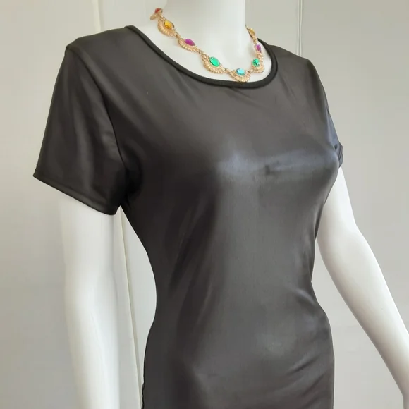 BLACK BODYCON T-SHIRT DRESS SZ M (8/10) - Picture 4 of 7